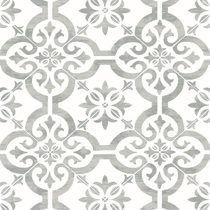 Encaustic Faux Tile Harbor Mist ET10010 by Etten Studios Designer Wallpaper