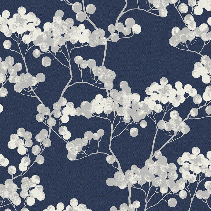 Bayberry Blossom Navy Blue ET10502 by Etten Studios Designer Wallpaper