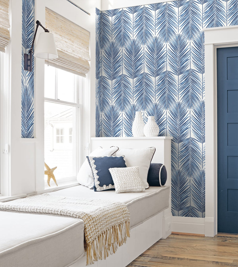 Marina Palm Coastal Blue ET10722 by Etten Studios Designer Wallpaper