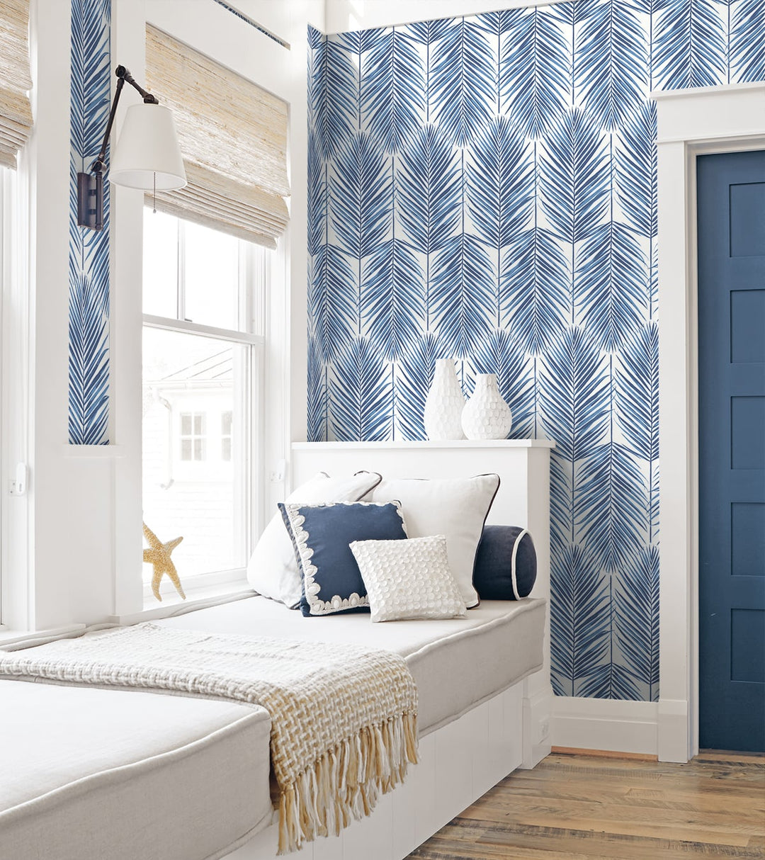 Marina Palm Coastal Blue ET10722 by Etten Studios Designer Wallpaper