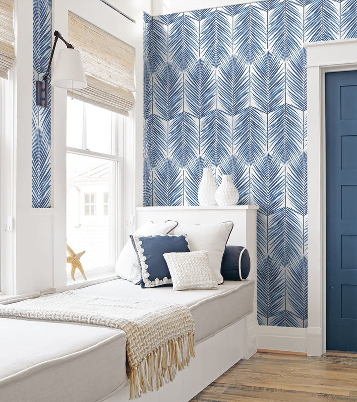 Marina Palm Coastal Blue ET10722 by Etten Studios Designer Wallpaper
