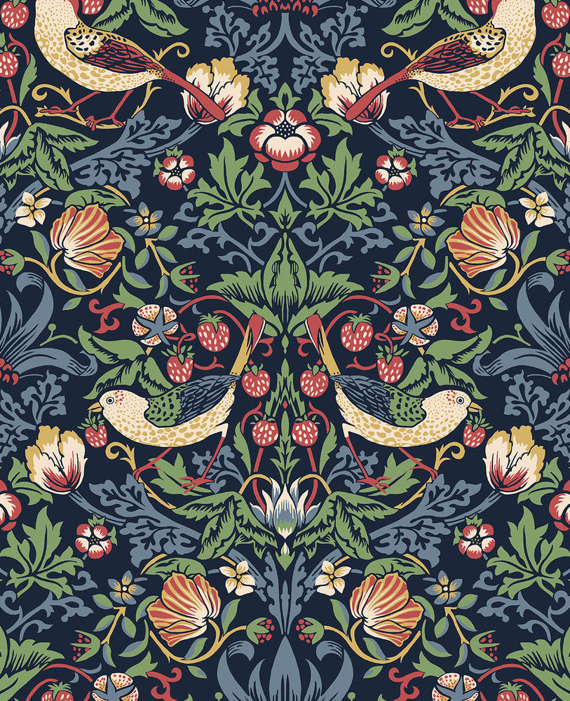 Fragaria Garden Midnight Blue ET11202 by Etten Studios Designer Wallpaper