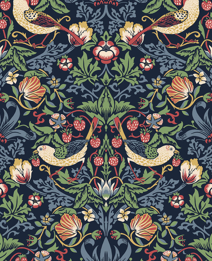 Fragaria Garden Midnight Blue ET11202 by Etten Studios Designer Wallpaper