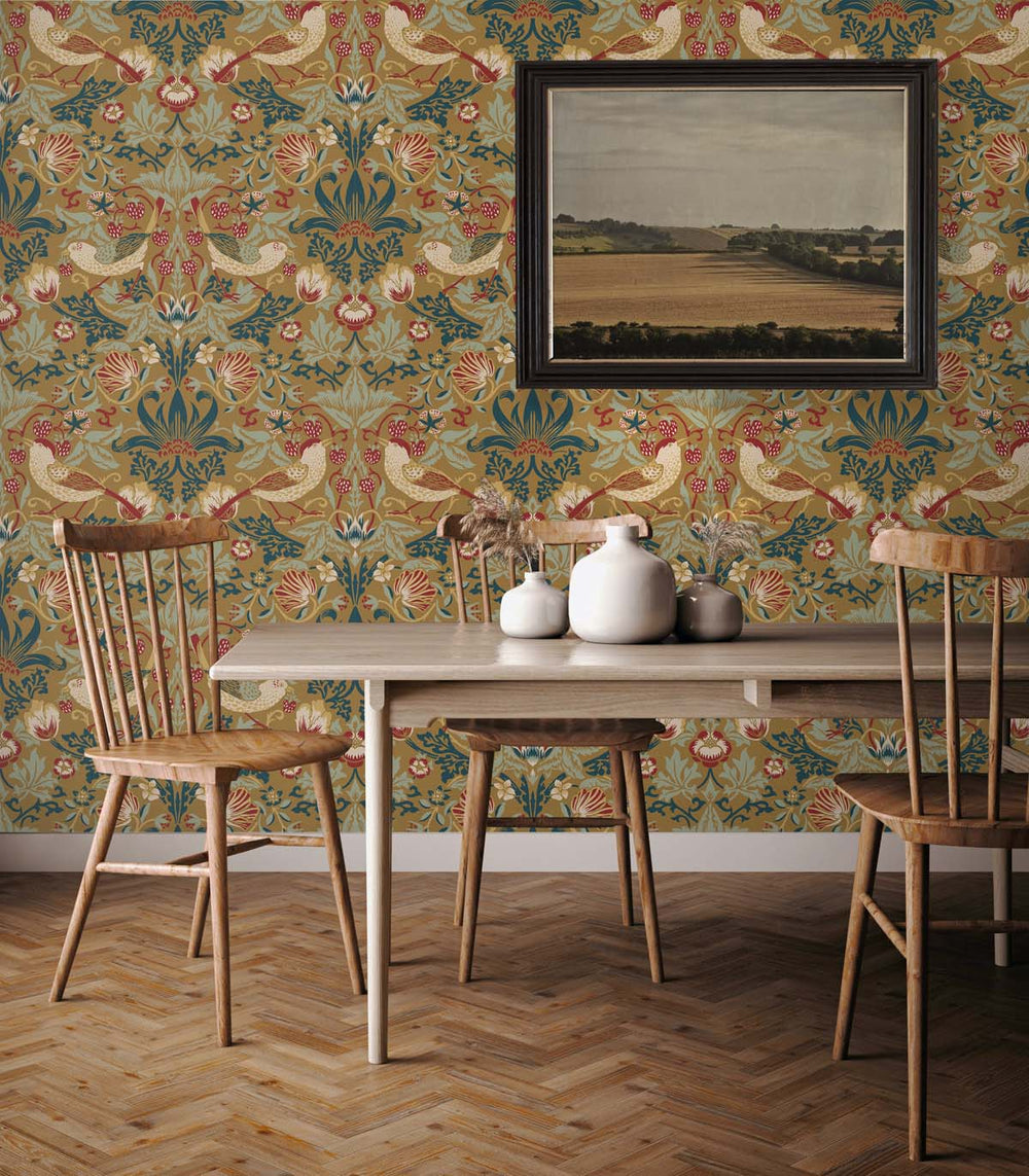 Fragaria Garden Ochre ET11205 by Etten Studios Designer Wallpaper