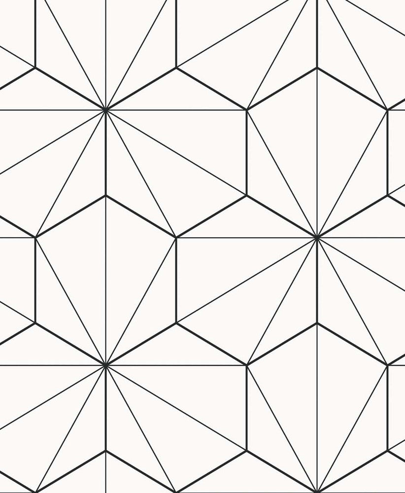 Hedron Geometric Ebony & Eggshell ET11300 by Etten Studios Designer Wallpaper