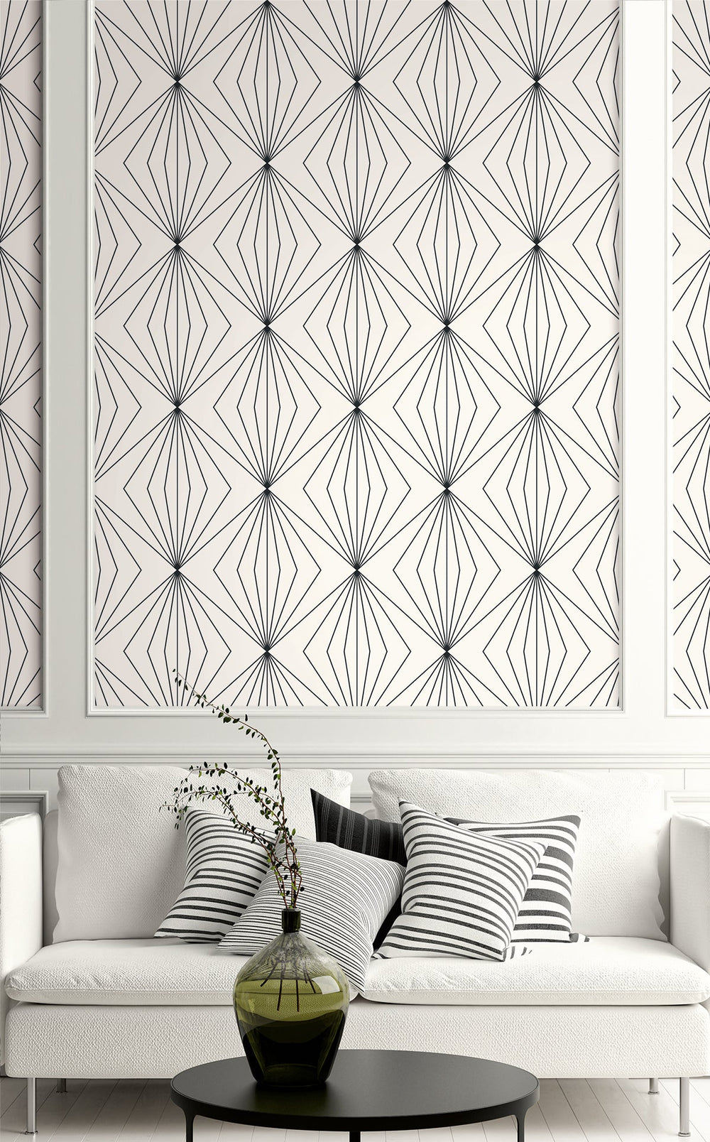 Diamond Vector Ebony & Eggshell ET11500 by Etten Studios Designer Wallpaper