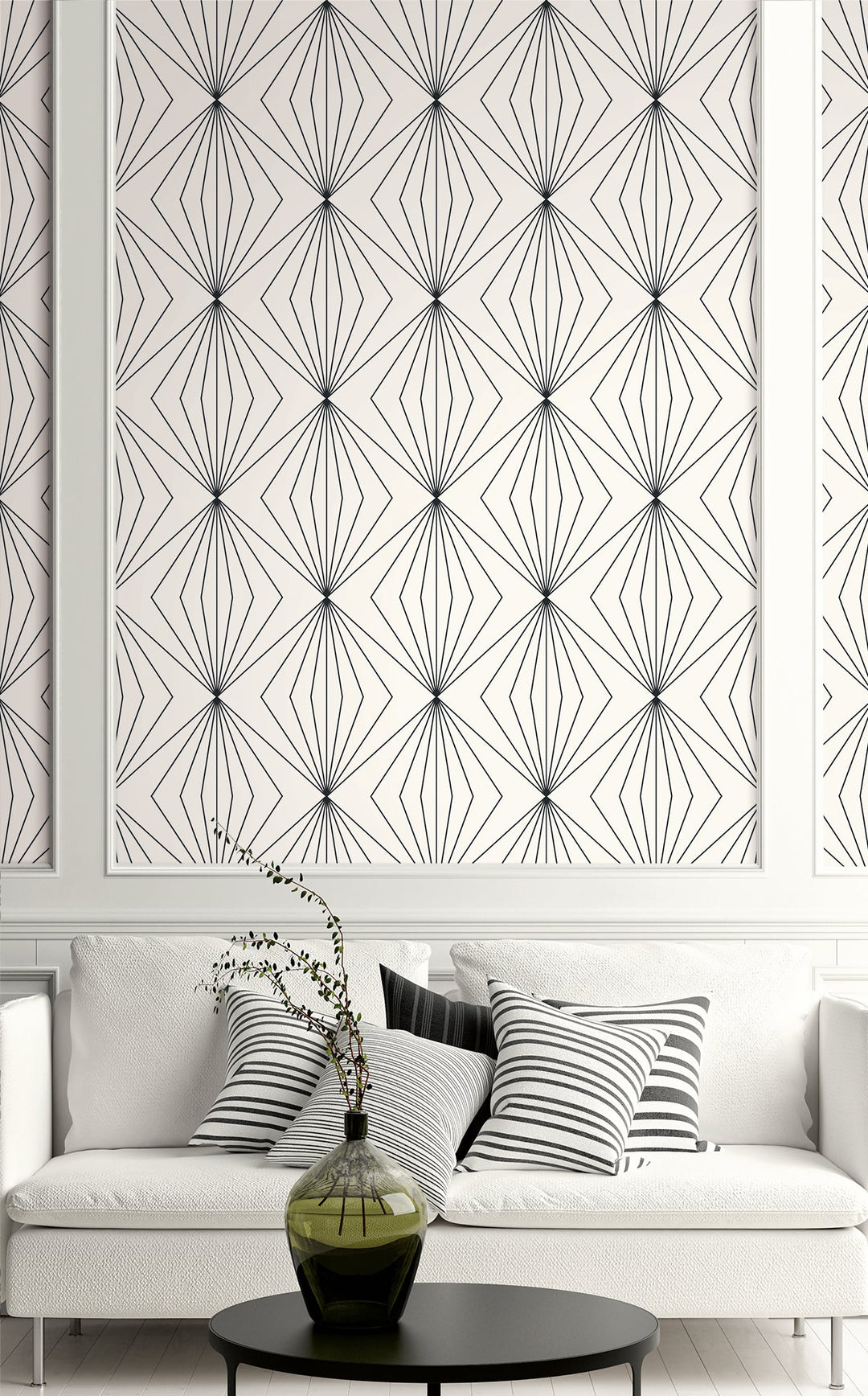 Diamond Vector Ebony & Eggshell ET11500 by Etten Studios Designer Wallpaper