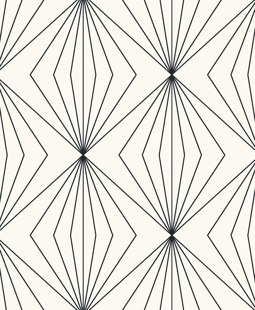 Diamond Vector Ebony & Eggshell ET11500 by Etten Studios Designer Wallpaper