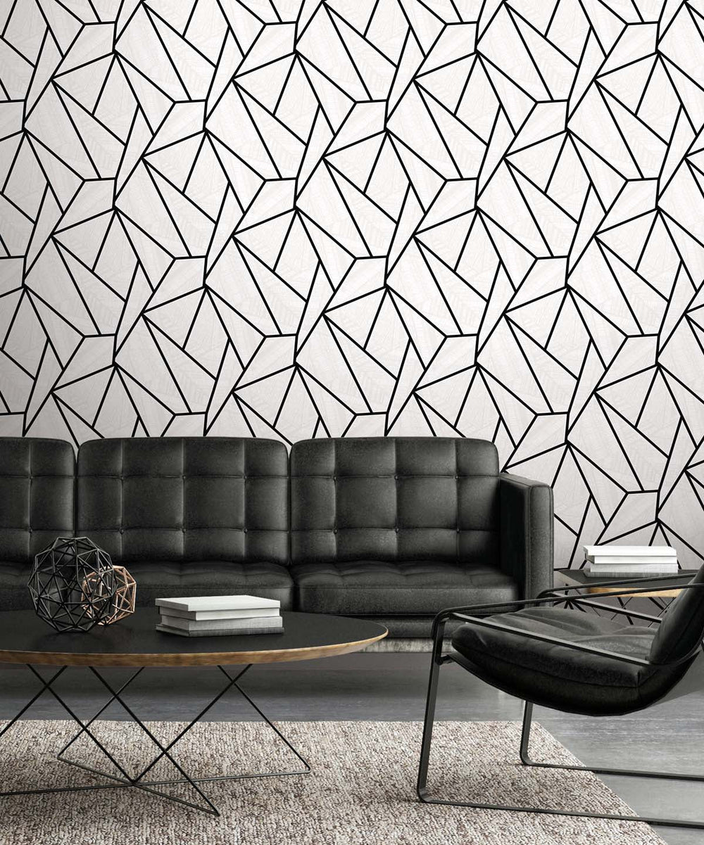 Metro Vector Ebony & Morning Fog ET11700 by Etten Studios Designer Wallpaper