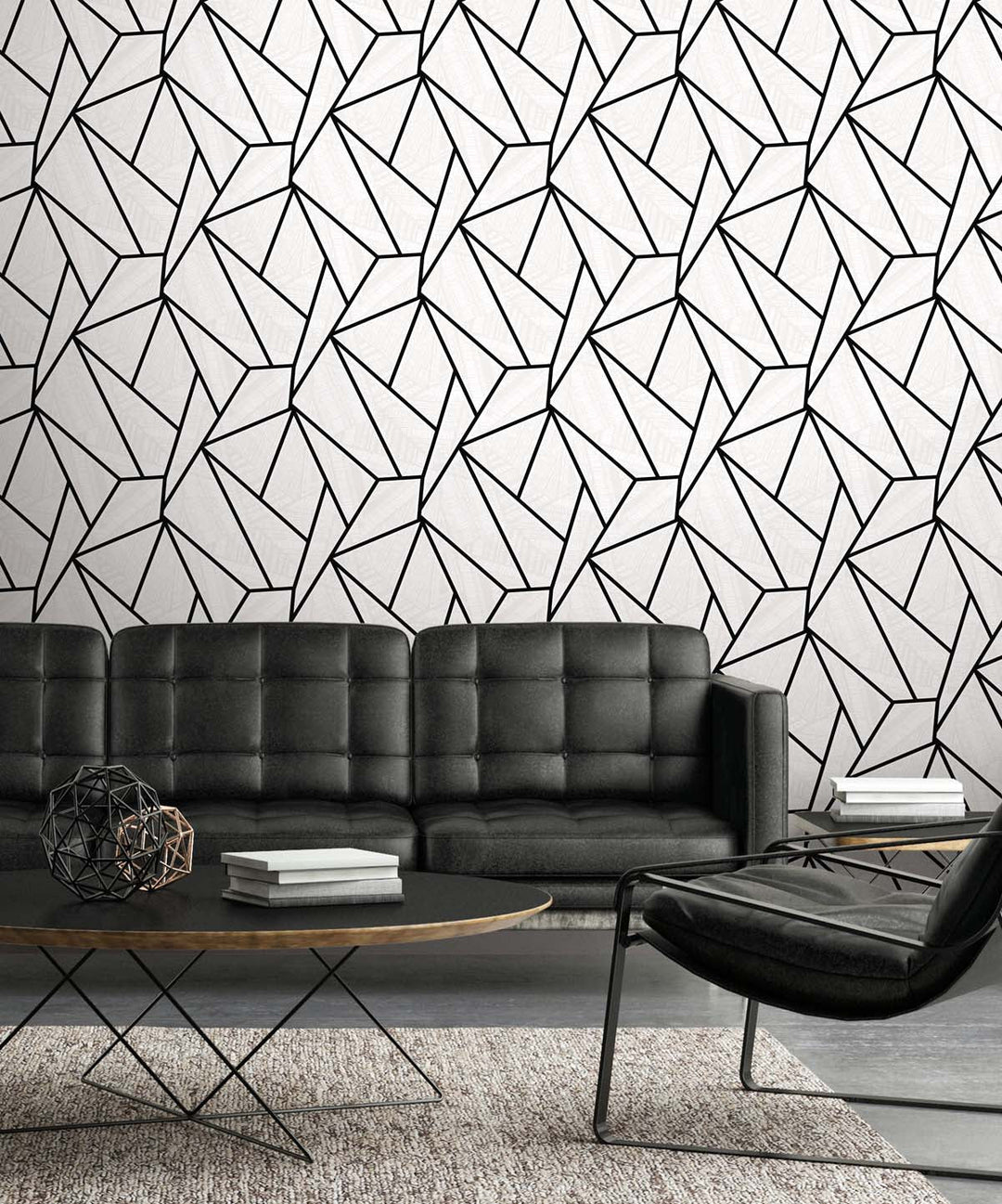 Metro Vector Ebony & Morning Fog ET11700 by Etten Studios Designer Wallpaper