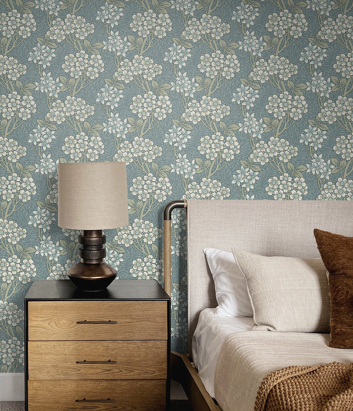 Floral Vine Stream Blue & Sage ET12004 by Etten Studios Designer Wallpaper