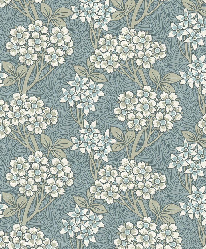 Floral Vine Stream Blue & Sage ET12004 by Etten Studios Designer Wallpaper