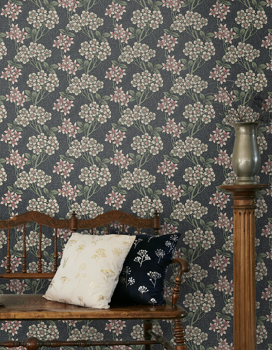 Floral Vine Smoke & Laurel Green ET12010 by Etten Studios Designer Wallpaper