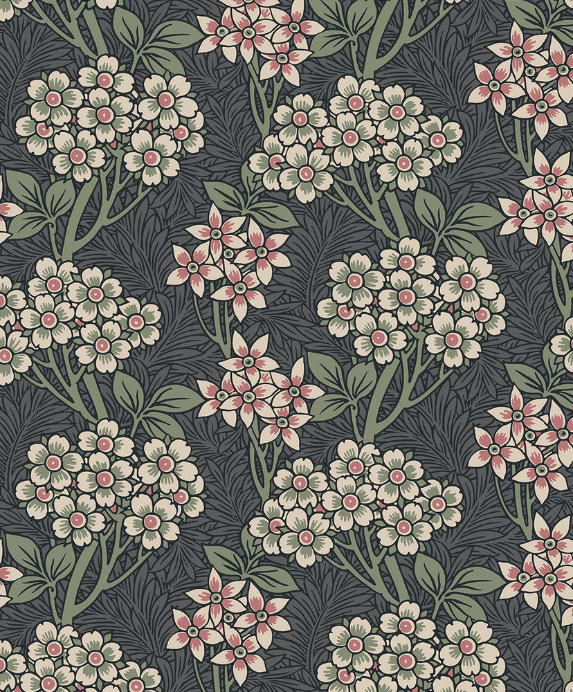 Floral Vine Smoke & Laurel Green ET12010 by Etten Studios Designer Wallpaper