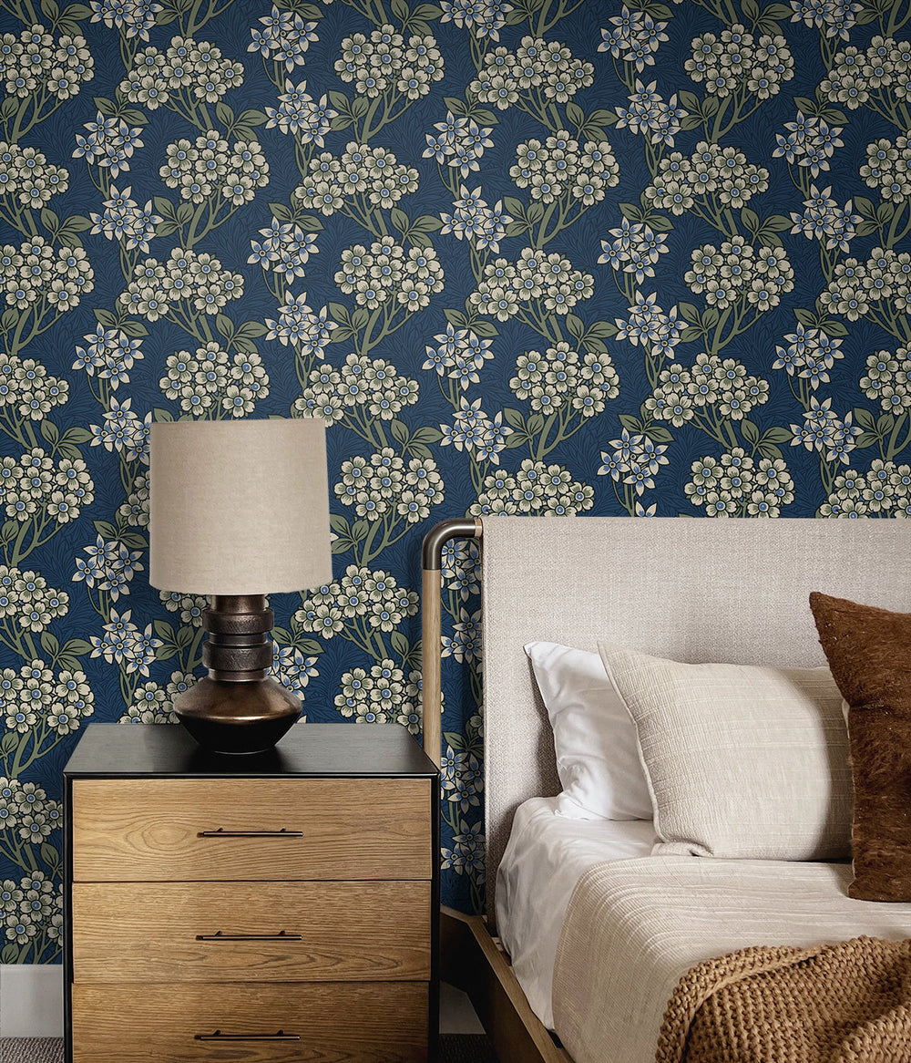 Floral Vine Blue Jay & Sage ET12012 by Etten Studios Designer Wallpaper