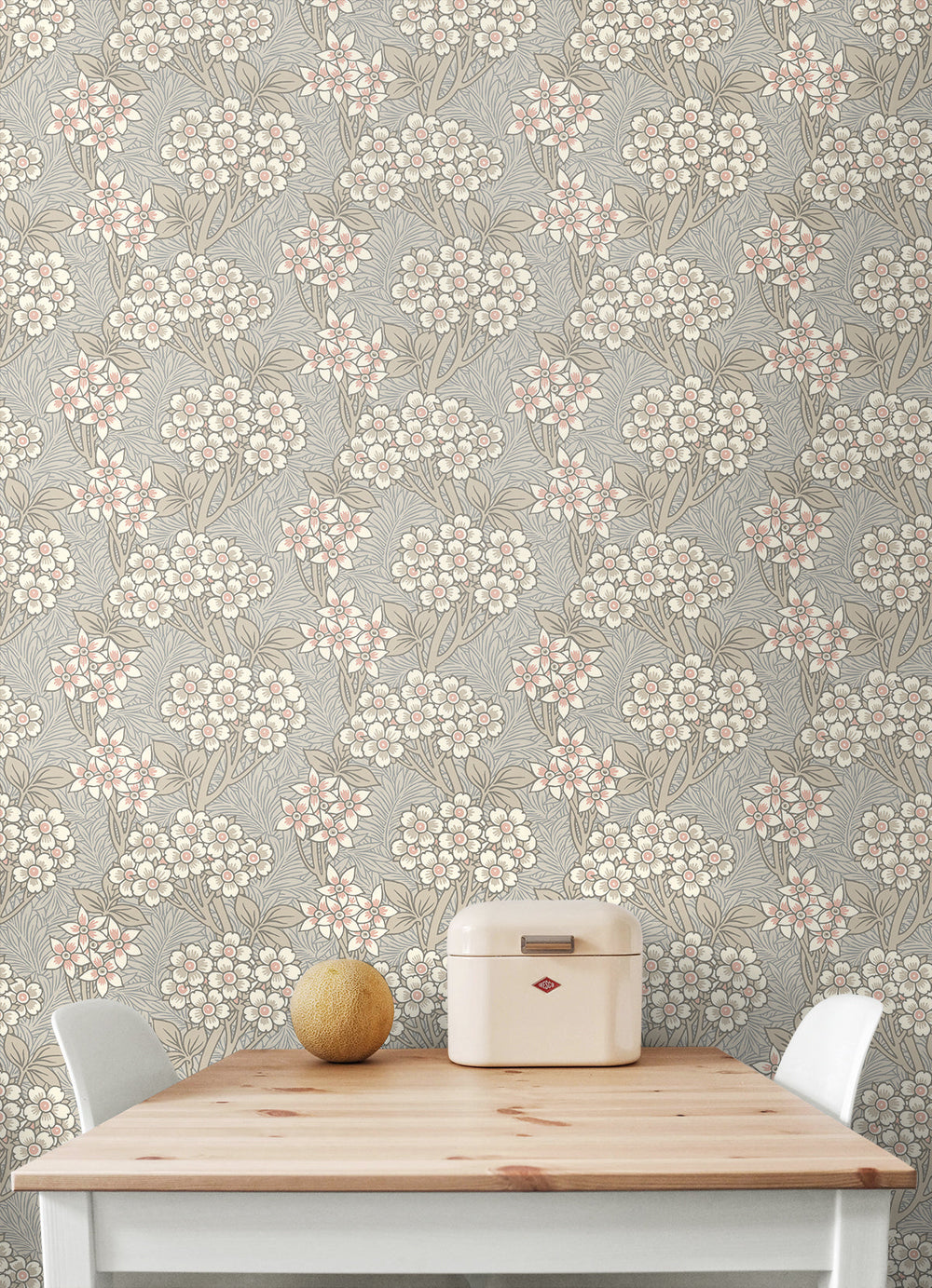 Floral Vine Daydream Grey & Rose Petal ET12016 by Etten Studios Designer Wallpaper
