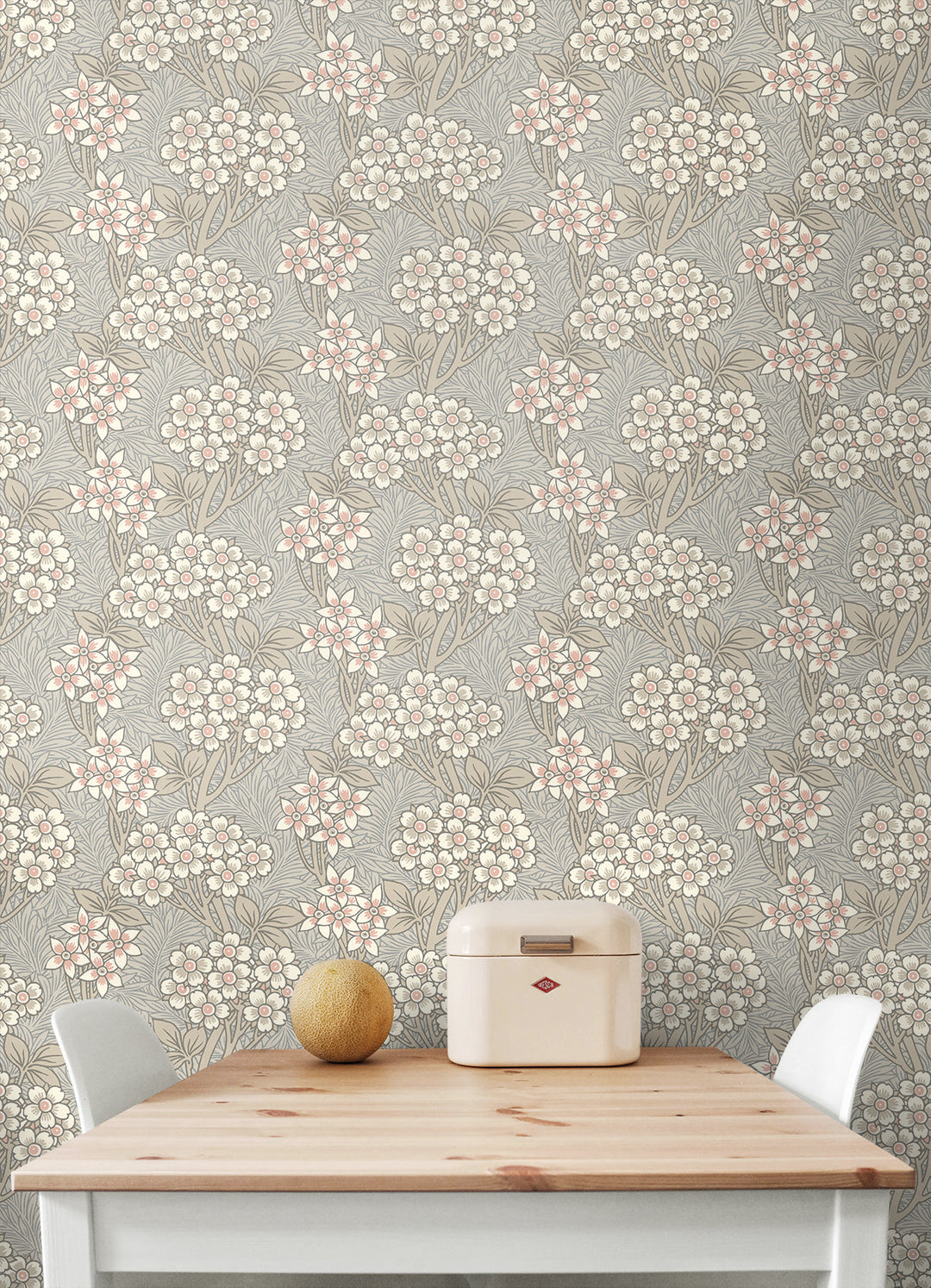 Floral Vine Daydream Grey & Rose Petal ET12016 by Etten Studios Designer Wallpaper