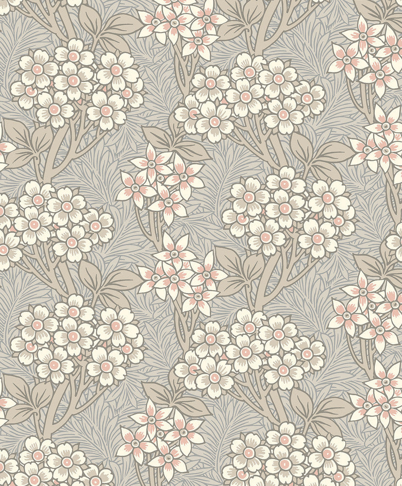 Floral Vine Daydream Grey & Rose Petal ET12016 by Etten Studios Designer Wallpaper