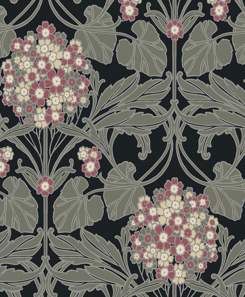 Floral Hydrangea Ebony & Rose ET12110 by Etten Studios Designer Wallpaper