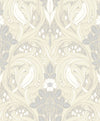 Etten Studios Wallpaper Bird Scroll Swiss Coffee & Grey ET12205