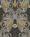 Etten Studios Wallpaper Bird Scroll Charcoal & Goldenrod ET12208