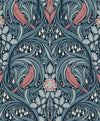 Etten Studios Wallpaper Bird Scroll Aegean Teal & Coral ET12222