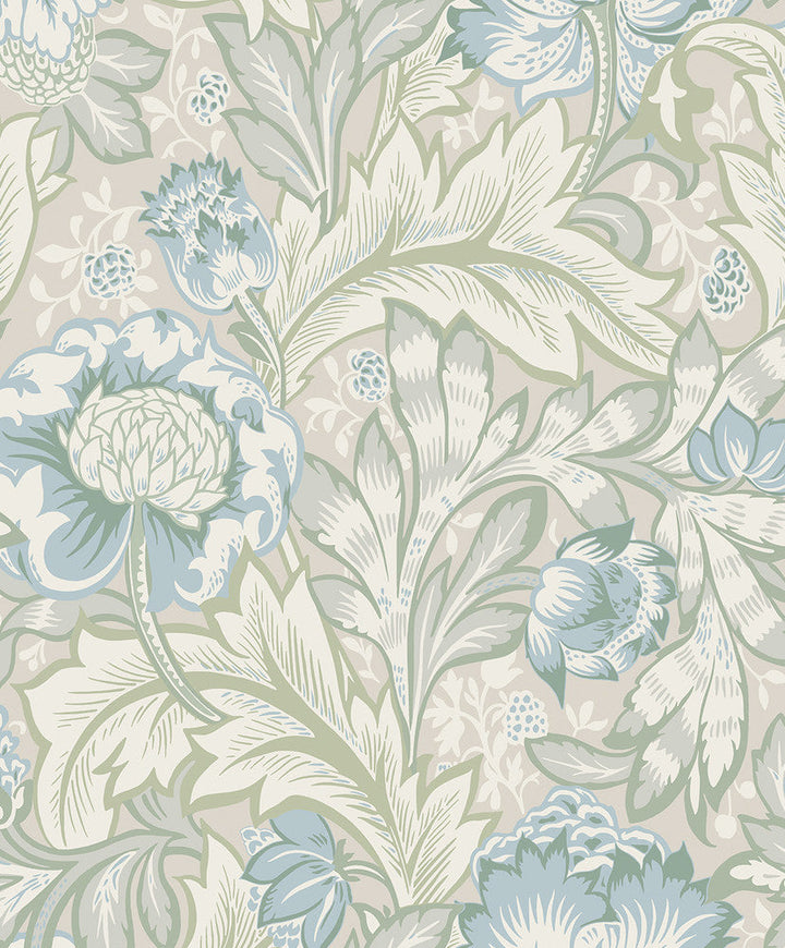 Acanthus Garden Powder Blue & Green Mist ET12304 by Etten Studios Designer Wallpaper