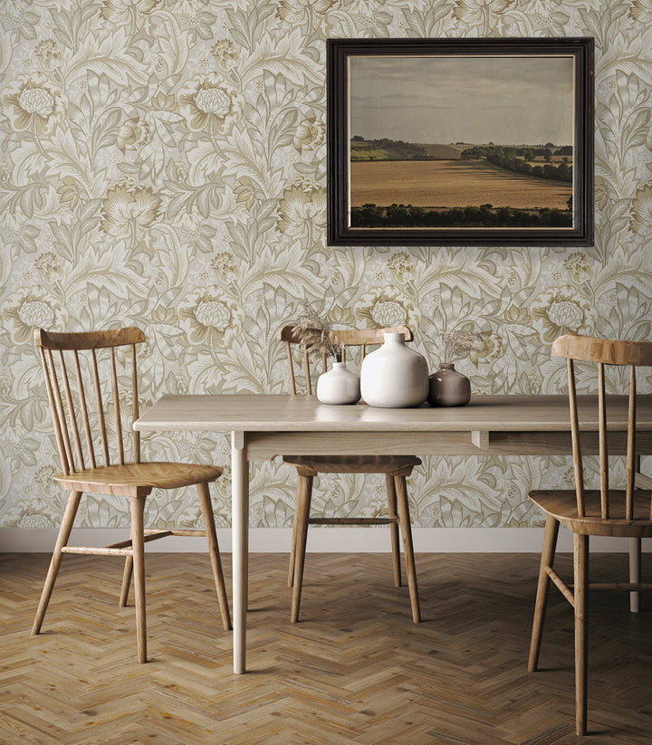 Acanthus Garden Warm Neutral ET12307 by Etten Studios Designer Wallpaper