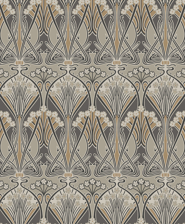 Dragonfly Damask Bronze & Smoke ET12406 by Etten Studios Designer Wallpaper