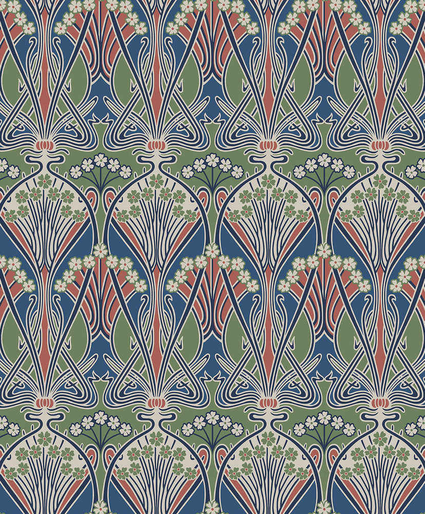 Dragonfly Damask Mauve & Sage ET12412 by Etten Studios Designer Wallpaper