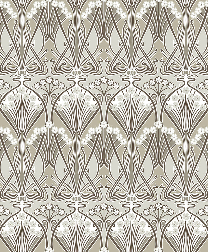 Dragonfly Damask Warm Pewter ET12416 by Etten Studios Designer Wallpaper