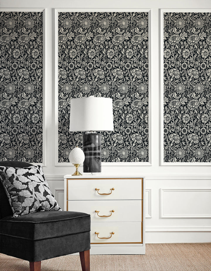 Tonal Floral Trail Ebony ET12500 by Etten Studios Designer Wallpaper