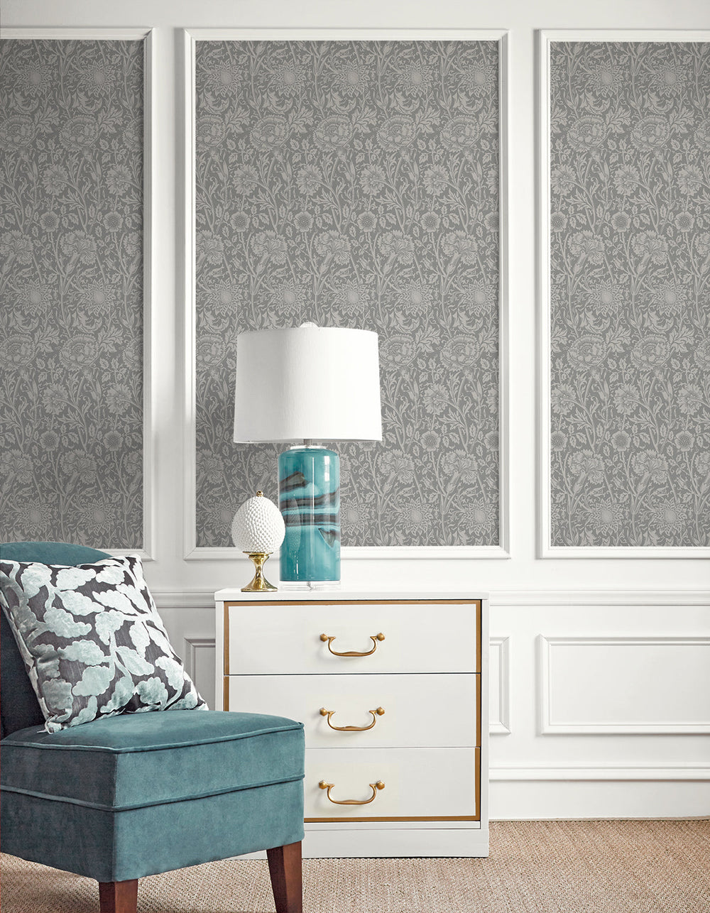 Tonal Floral Trail Argos Grey ET12507 by Etten Studios Designer Wallpaper