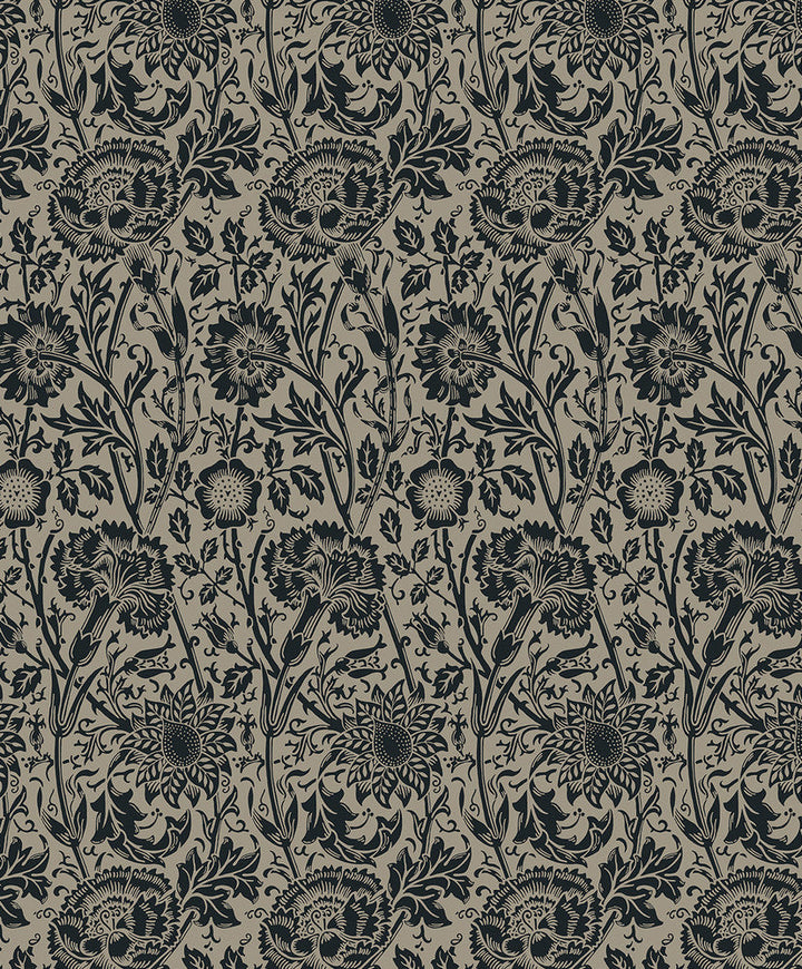 Tonal Floral Trail Taupe & Ebony ET12518 by Etten Studios Designer Wallpaper
