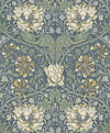 Etten Studios Wallpaper Ogee Flora Blue Lake & French Vanilla ET12602