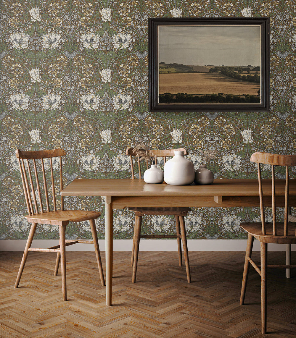 Ogee Flora Dijon & Sage ET12606 by Etten Studios Designer Wallpaper