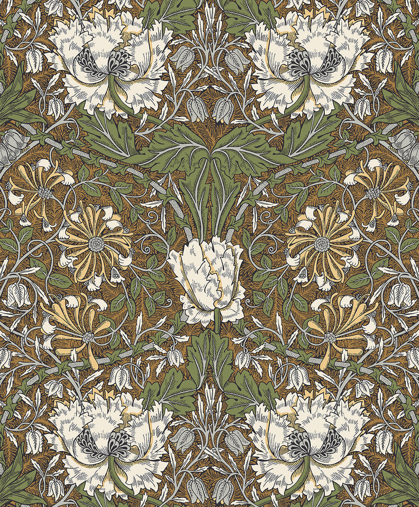 Ogee Flora Dijon & Sage ET12606 by Etten Studios Designer Wallpaper