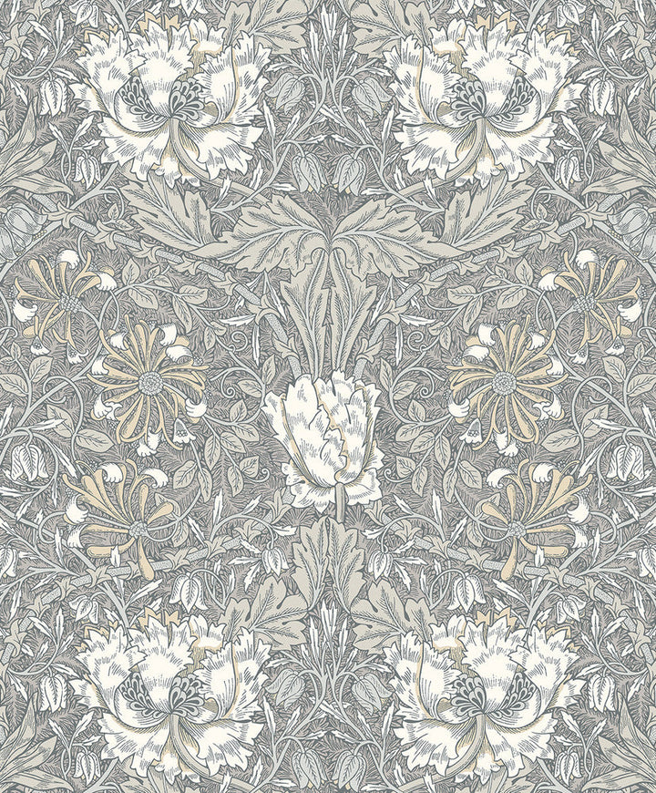 Ogee Flora Stone Grey & Desert Sand ET12607 by Etten Studios Designer Wallpaper