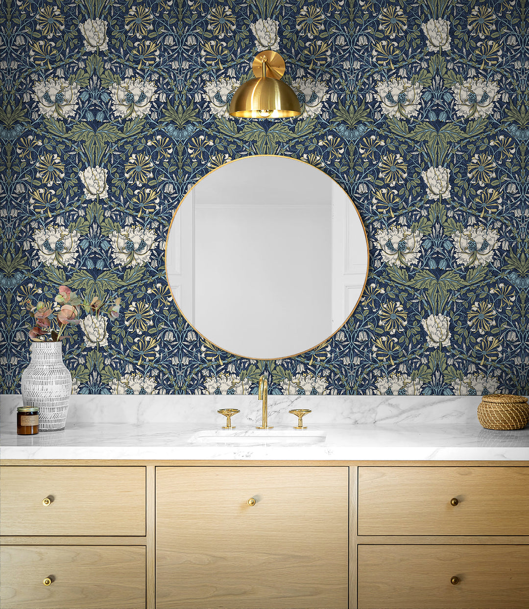 Ogee Flora Indigo Dye & Thyme ET12612 by Etten Studios Designer Wallpaper
