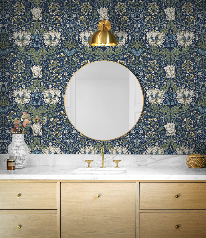 Ogee Flora Indigo Dye & Thyme ET12612 by Etten Studios Designer Wallpaper