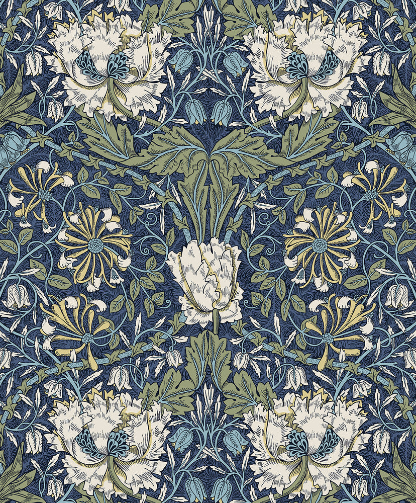 Ogee Flora Indigo Dye & Thyme ET12612 by Etten Studios Designer Wallpaper