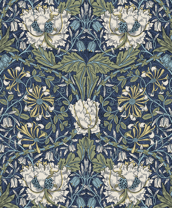 Ogee Flora Indigo Dye & Thyme ET12612 by Etten Studios Designer Wallpaper