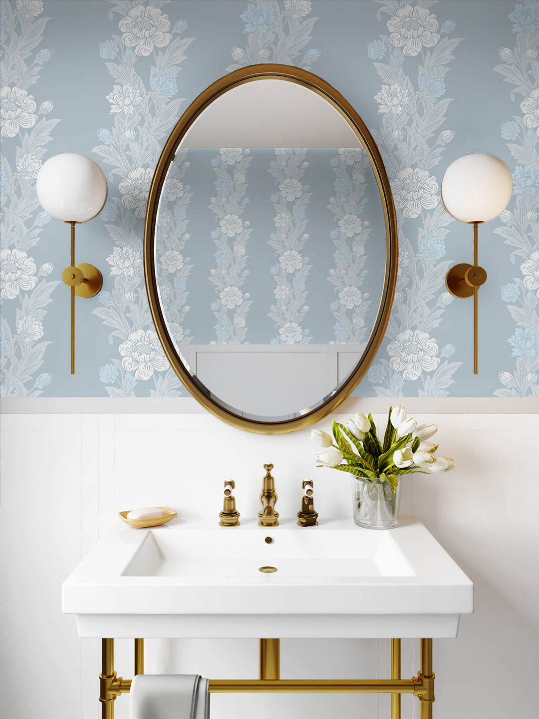 Blooming Stripe Baby Blue ET12702 by Etten Studios Designer Wallpaper