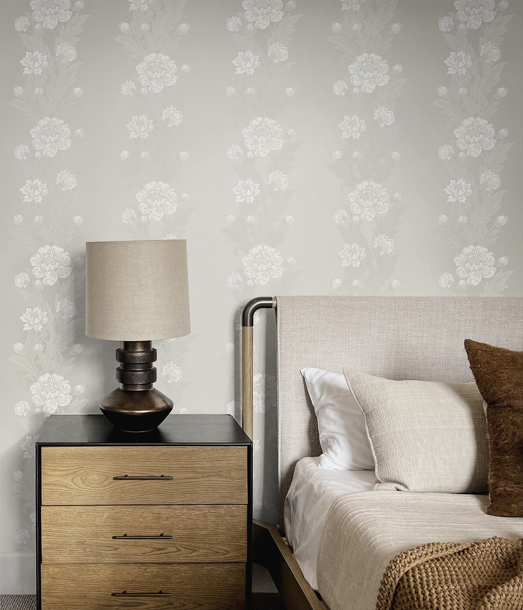Blooming Stripe Metallic Pearl ET12708 by Etten Studios Designer Wallpaper