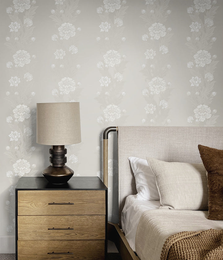 Blooming Stripe Metallic Pearl ET12708 by Etten Studios Designer Wallpaper