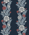 Etten Studios Wallpaper Blooming Stripe Deep Navy & Berry ET12712