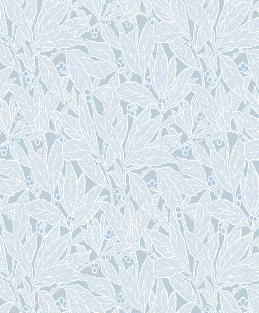 Leaf and Berry Powder Blue ET12802 by Etten Studios Designer Wallpaper
