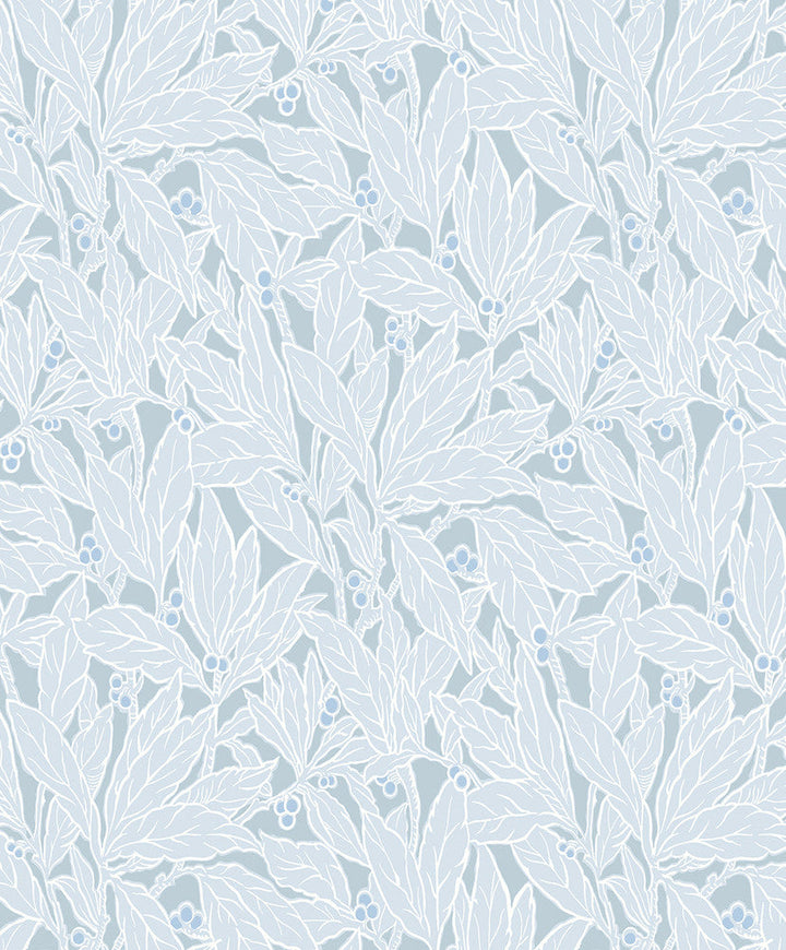 Leaf and Berry Powder Blue ET12802 by Etten Studios Designer Wallpaper