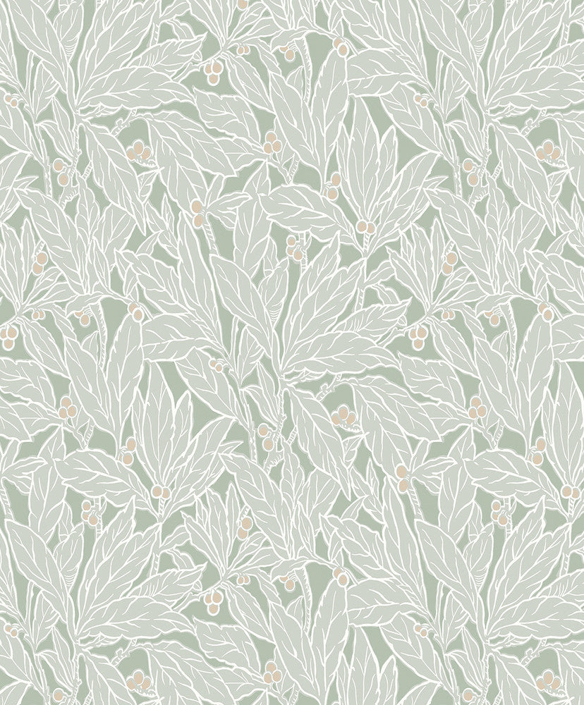 Leaf and Berry Spearmint ET12804 by Etten Studios Designer Wallpaper