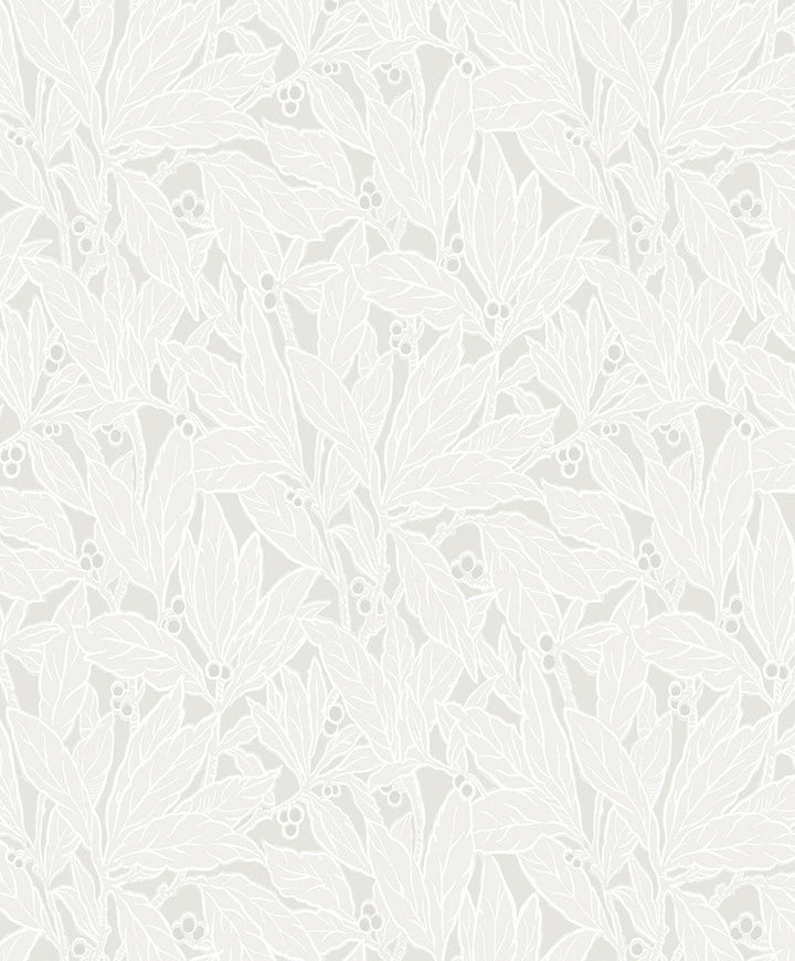 Leaf and Berry Dove & Metallic Pearl ET12805 by Etten Studios Designer Wallpaper